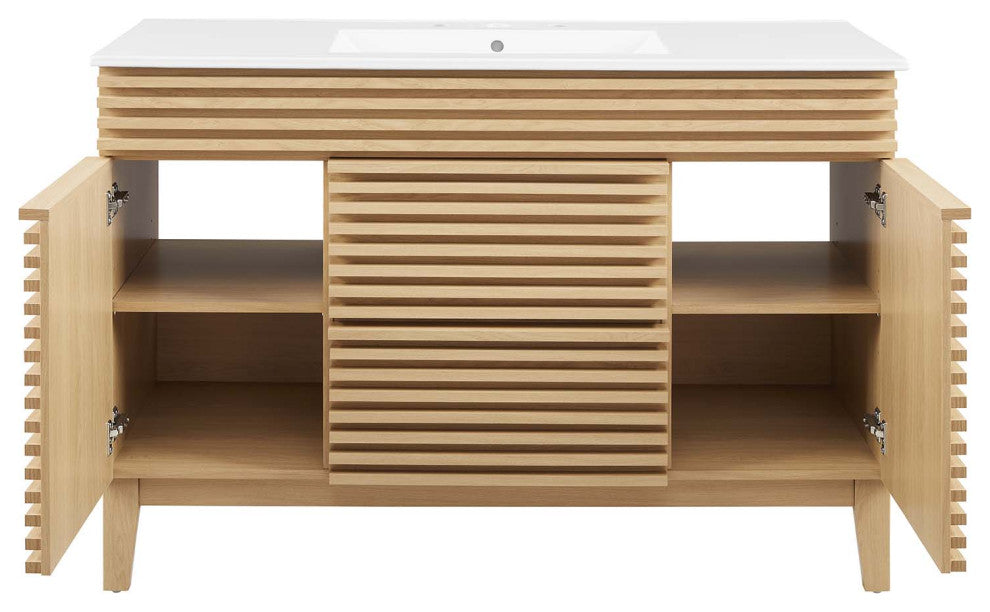 Render 48" Single Sink Bathroom Vanity, Oak White