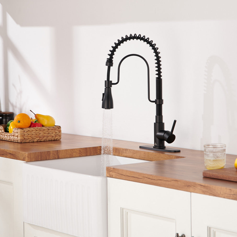 Kitchen Faucet Sink Mixer Faucet Pull Down Sprayer Single Handle 1.8 GPM, Matte Black