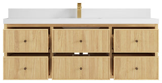 Sonoma Floating 60 Single Sink in Light Natural with 2" White Quartz