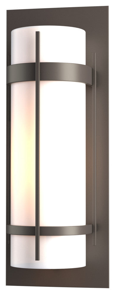 Banded Large Outdoor Sconce, Coastal Dark Smoke Finish, Opal Glass