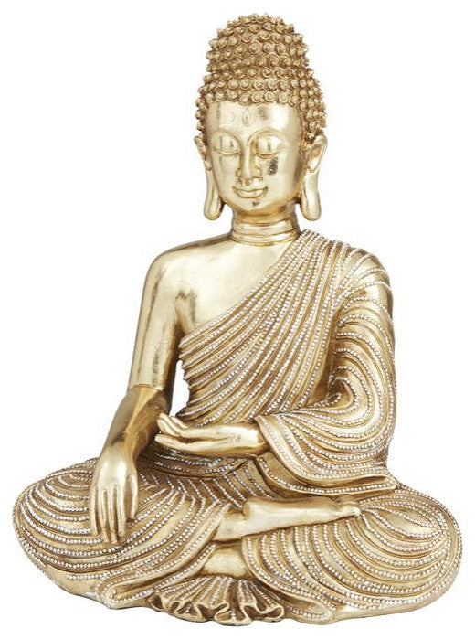 Gold Playstone Traditional Buddha Sculpture
