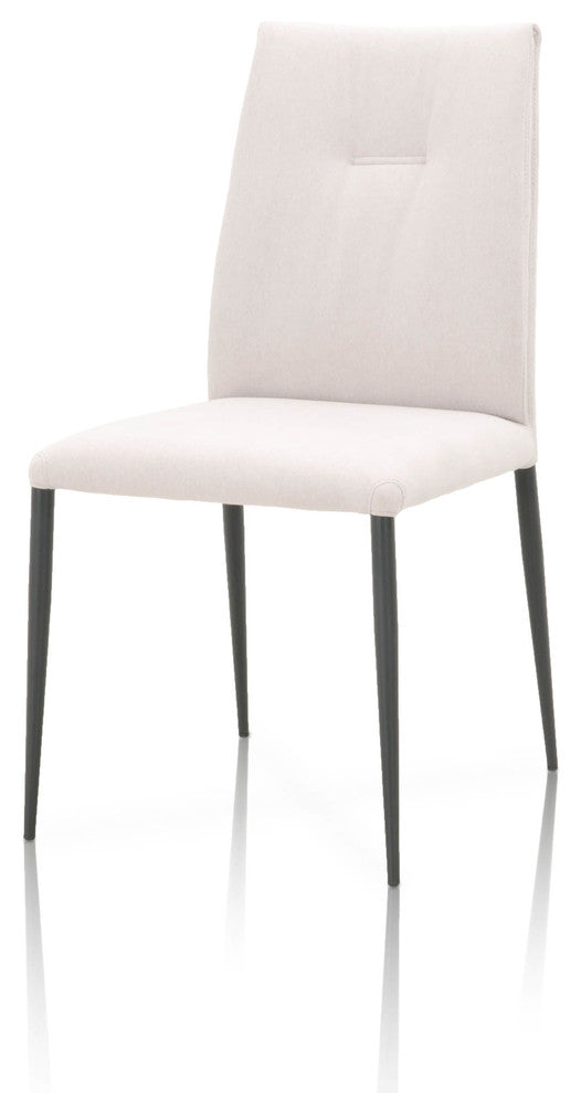Fabric Upholstery Dining Chair With Tufting Detail, Clay and Dark Gray