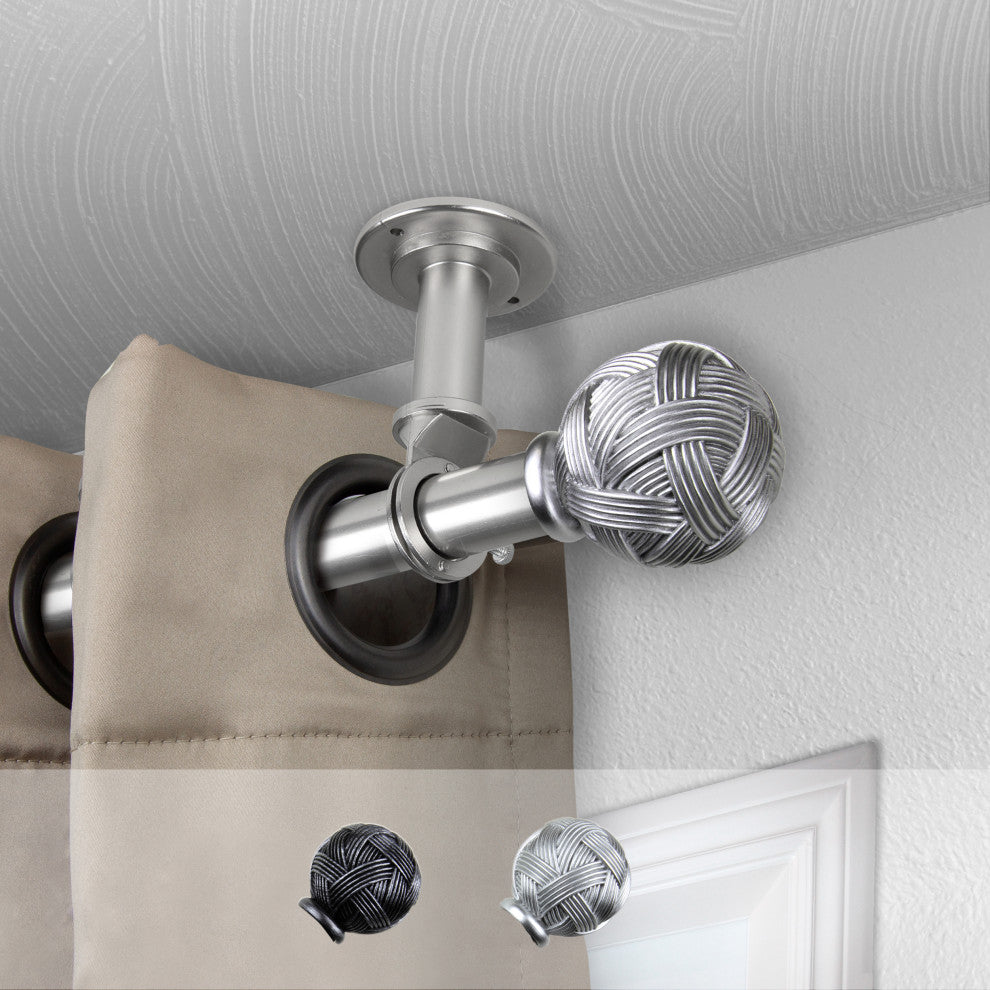 Knot Ceiling 1" Curtain Rod/Room Divider, Satin Nickel, 48-84"