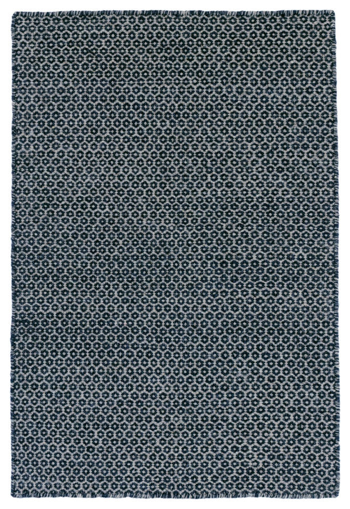 Dash & Albert Honeycomb Indigo/Grey Handwoven Wool Rug, Blue, 3' x 5'