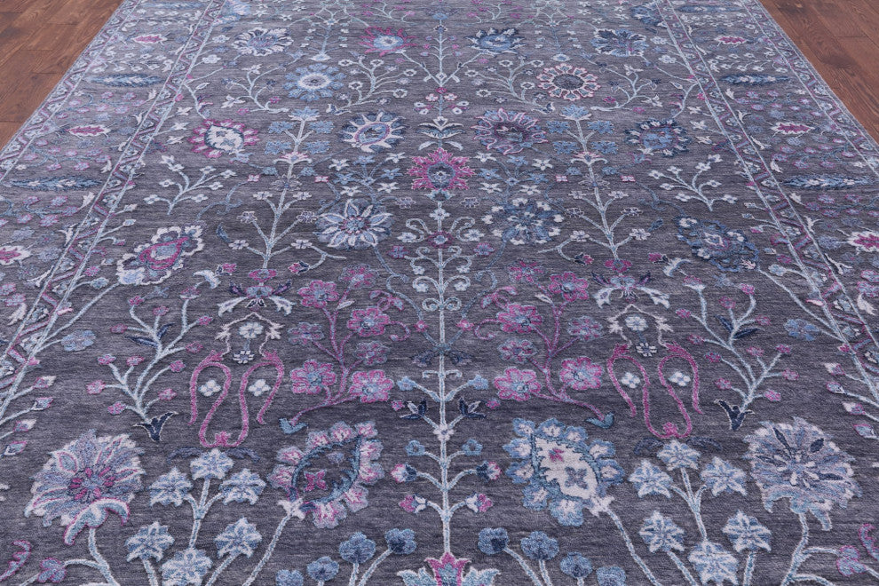 Hand Knotted Wool and Silk Persian Rug 9' 0" X 12' 3" Q8569