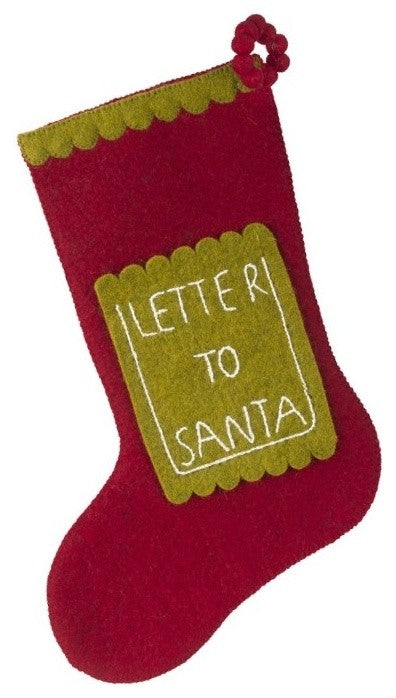 Letter to Santa Christmas Stocking in Red and Green