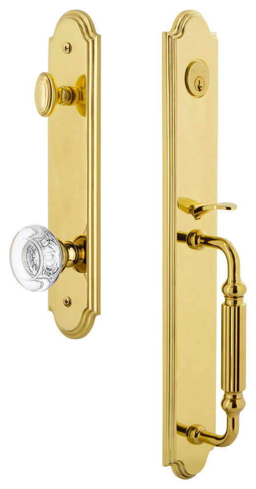 Arc 1-Piece Dummy Handleset, F Grip and Bordeaux Knob, Lifetime Brass, 848426