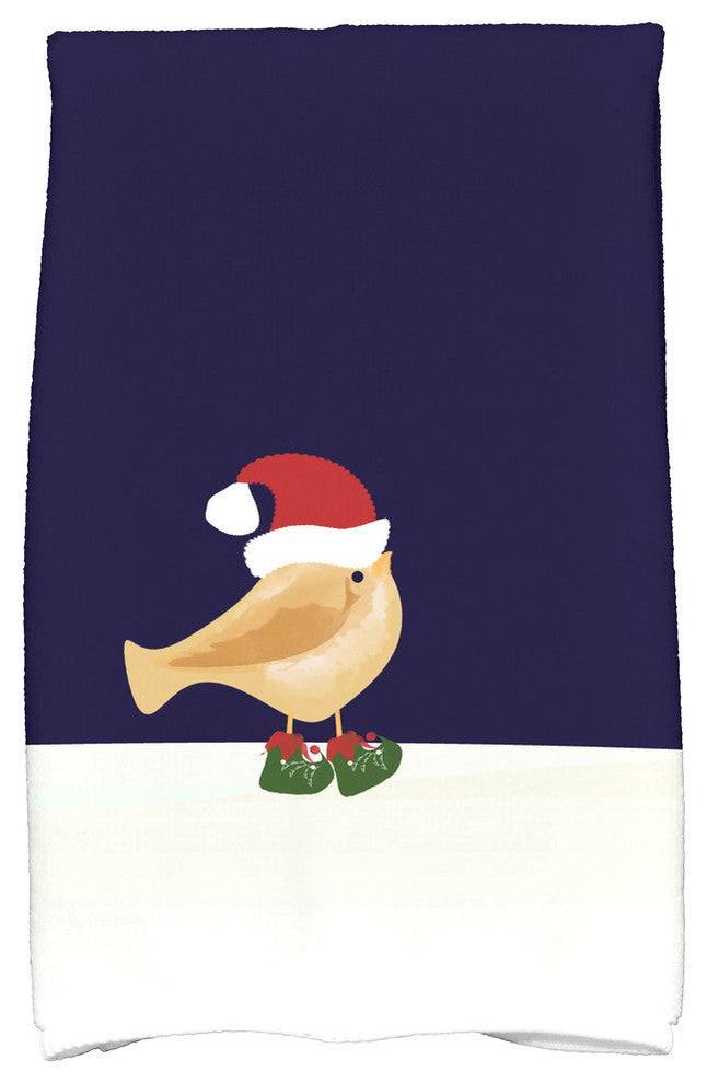 Merry Christmas Bird Decorative Holiday Animal Print Hand Towel, Gold