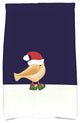 Merry Christmas Bird Decorative Holiday Animal Print Hand Towel, Gold