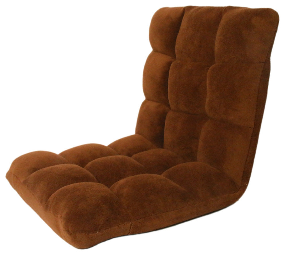 Loungie Supersoft Folding Adjustable Gaming Recliner Chair, Brown