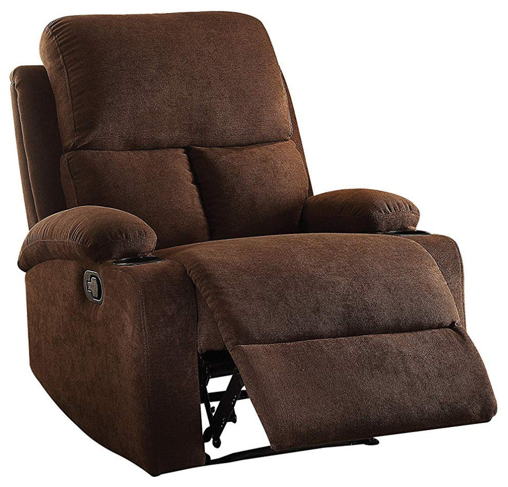 HomeRoots 32" X 37" X 39" Chocolate Linen Fabric Recliner