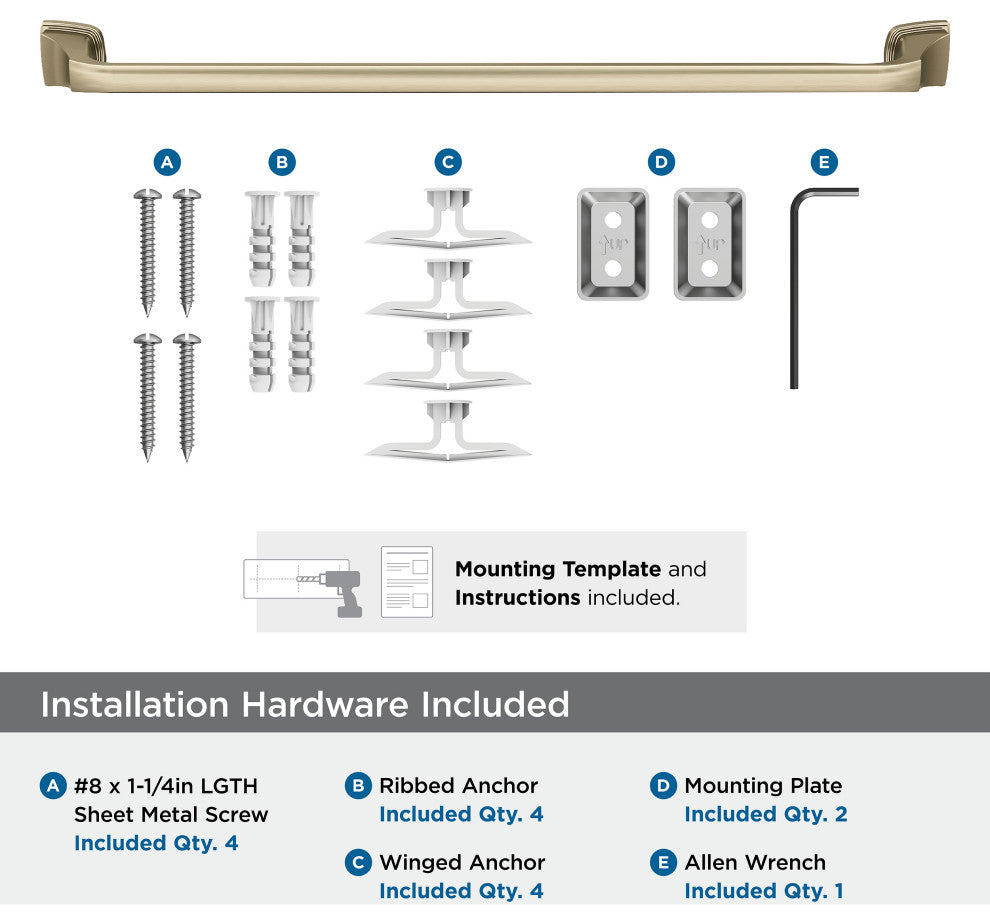 Amerock Revitalize Traditional Towel Bar, Golden Champagne, 24" Center-to-Center