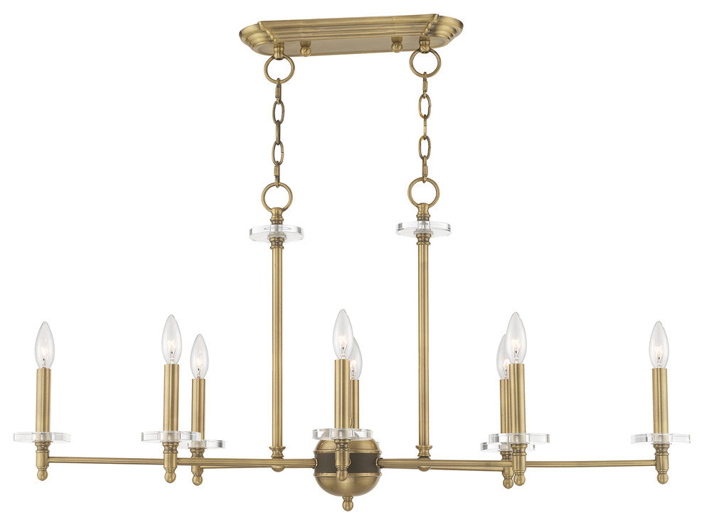 Livex Lighting Antique Brass 8-Light Linear Chandelier