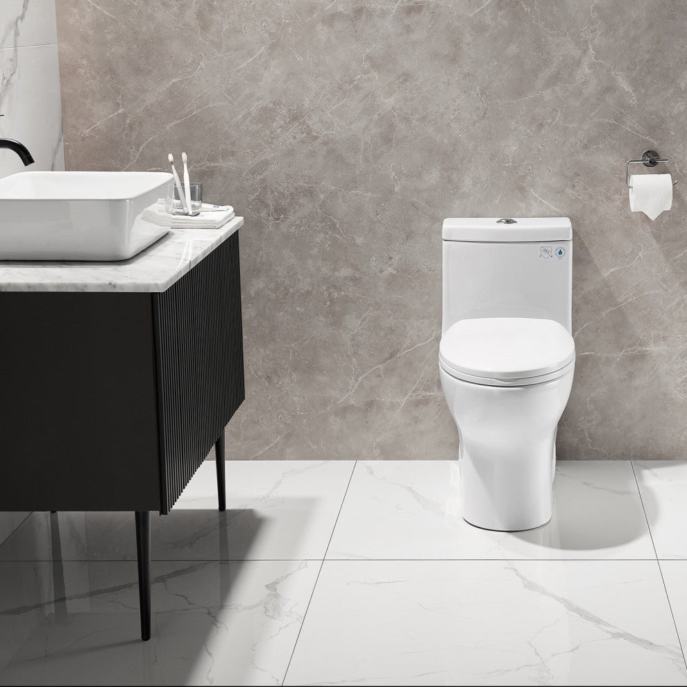 Standard ADA Height One-Piece Elongated Toilet, Dual Flush, 0.8/1.28 GPF