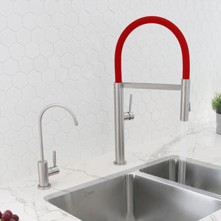 STYLISH Stainless Steel Single Handle Pull Out Dual Mode Kitchen Faucet, Red