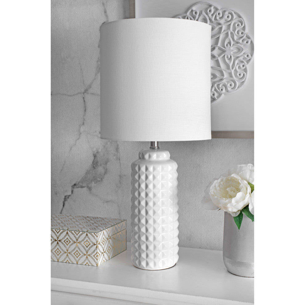 Nuloom Lydia Ceramic Linen Shade Table Lamp, 26"