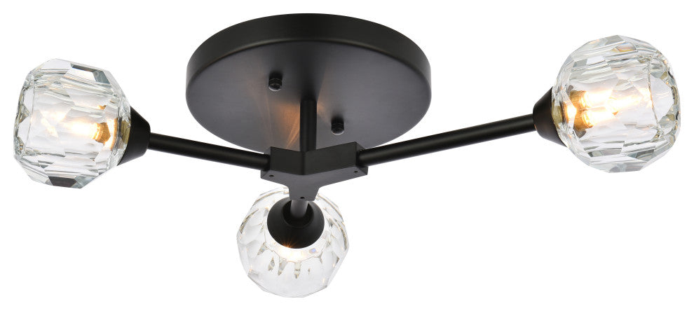 3 Light Flush Mount, Black