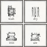 Wash Dry Iron Sew Quadriptych, 4-Piece Set, 18x18 Panels