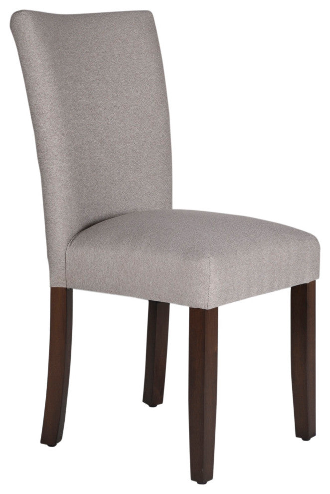 Benzara BM195015 Fabric Upholstered Wooden Parson Dining Chair, Gray and Brown