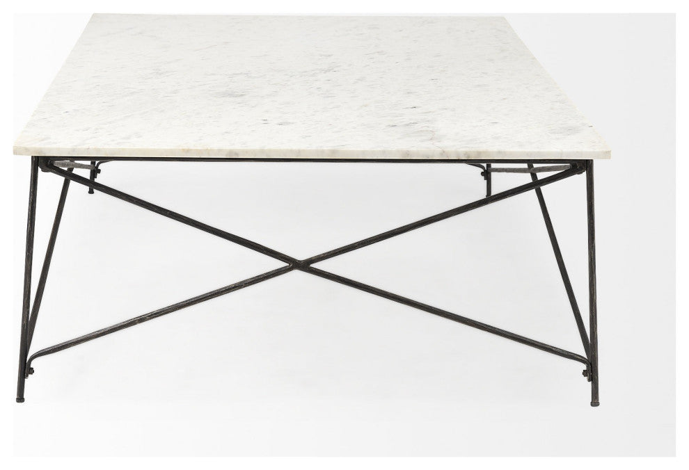White Marble Criss Cross Base Coffee Table