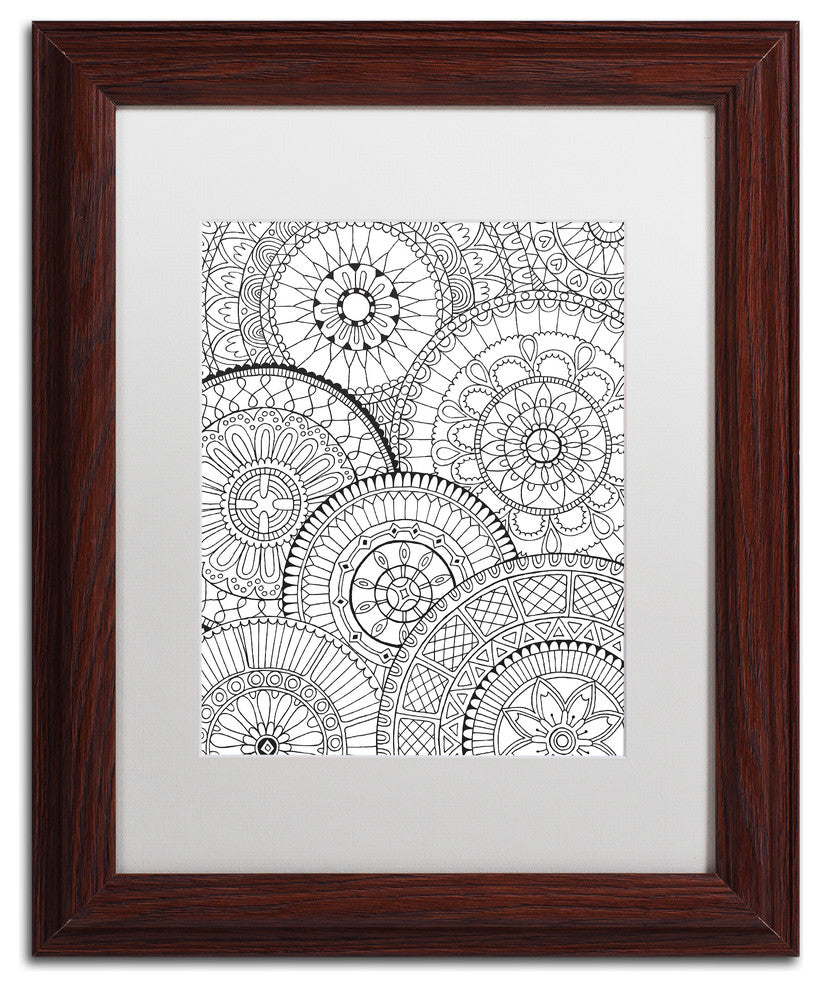 Hello Angel ''Page of Mandalas'' Art, Wood Frame, White Mat, 14x11