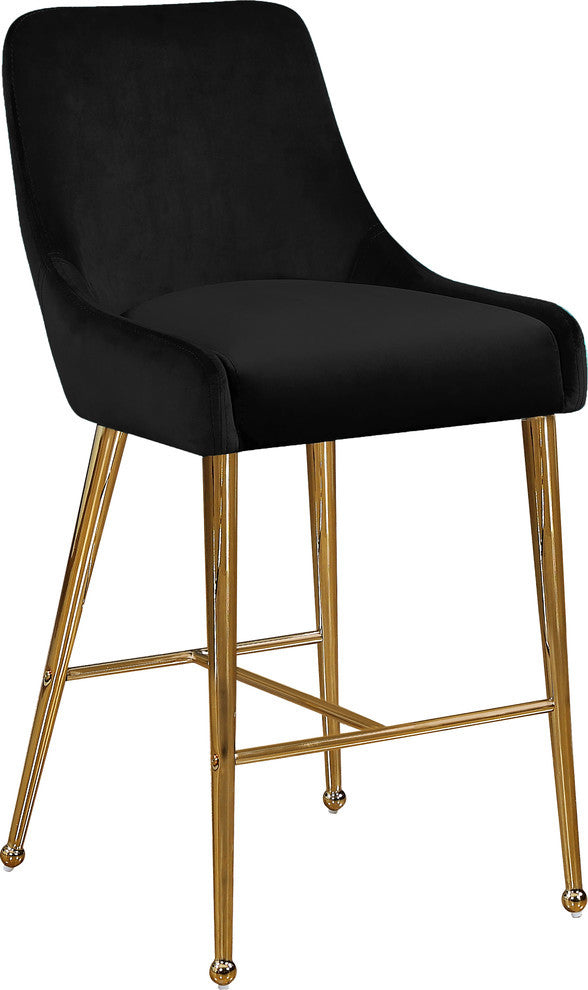 Owen Velvet Upholstered Stool (Set of 2), Black