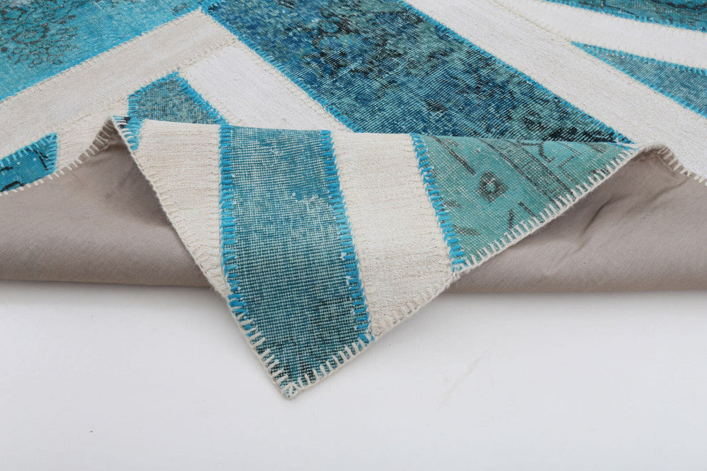Rug N Carpet - Handmade Anatolian 6' 3'' x 9' 11'' Flag Patchwork Rug