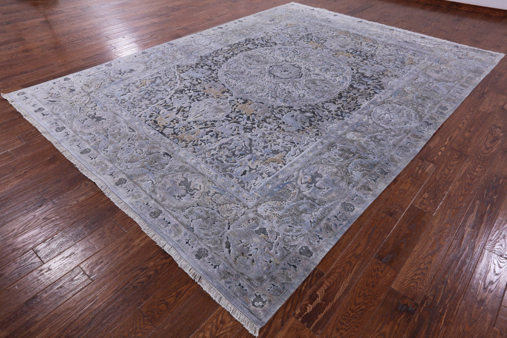 Persian Hand-Knotted Wool and Silk Rug 9' 0" X 12' 4" Q9091