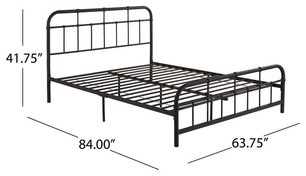 GDF Studio Sylvia Industrial Queen Iron Bed Frame, Hammered Copper