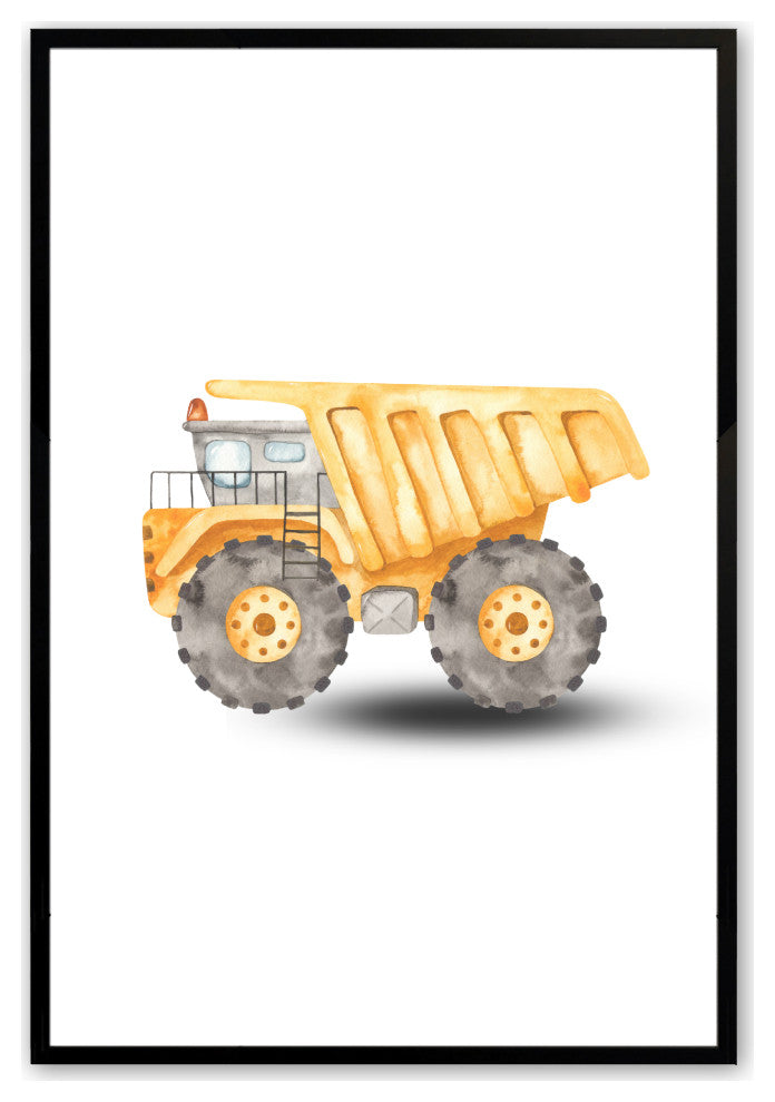 Satin Black 24" x 36" Construction Vehicles, Set of 3