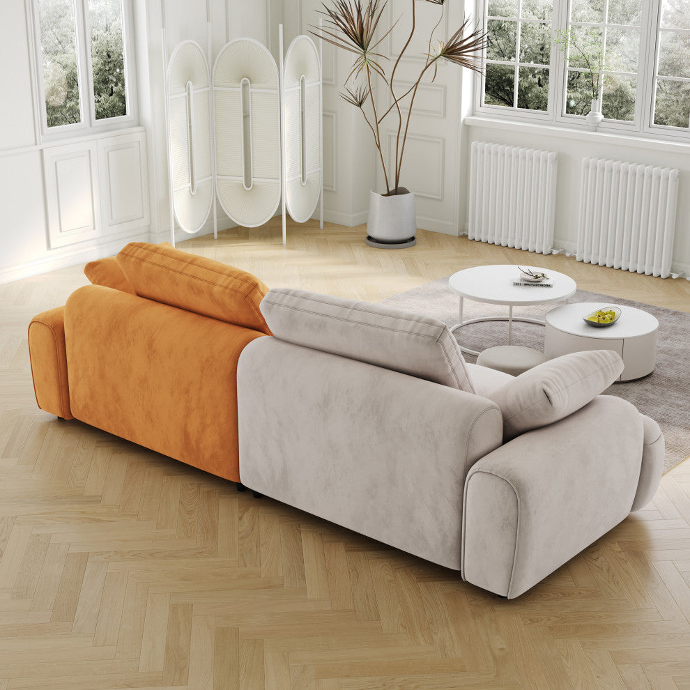 86" Large-Sized Modern Sofa with High-End Suede Fabric