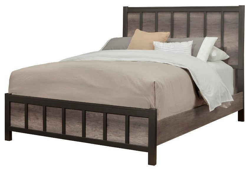 Standard King Size Panel Bed In Wood Black And Gray