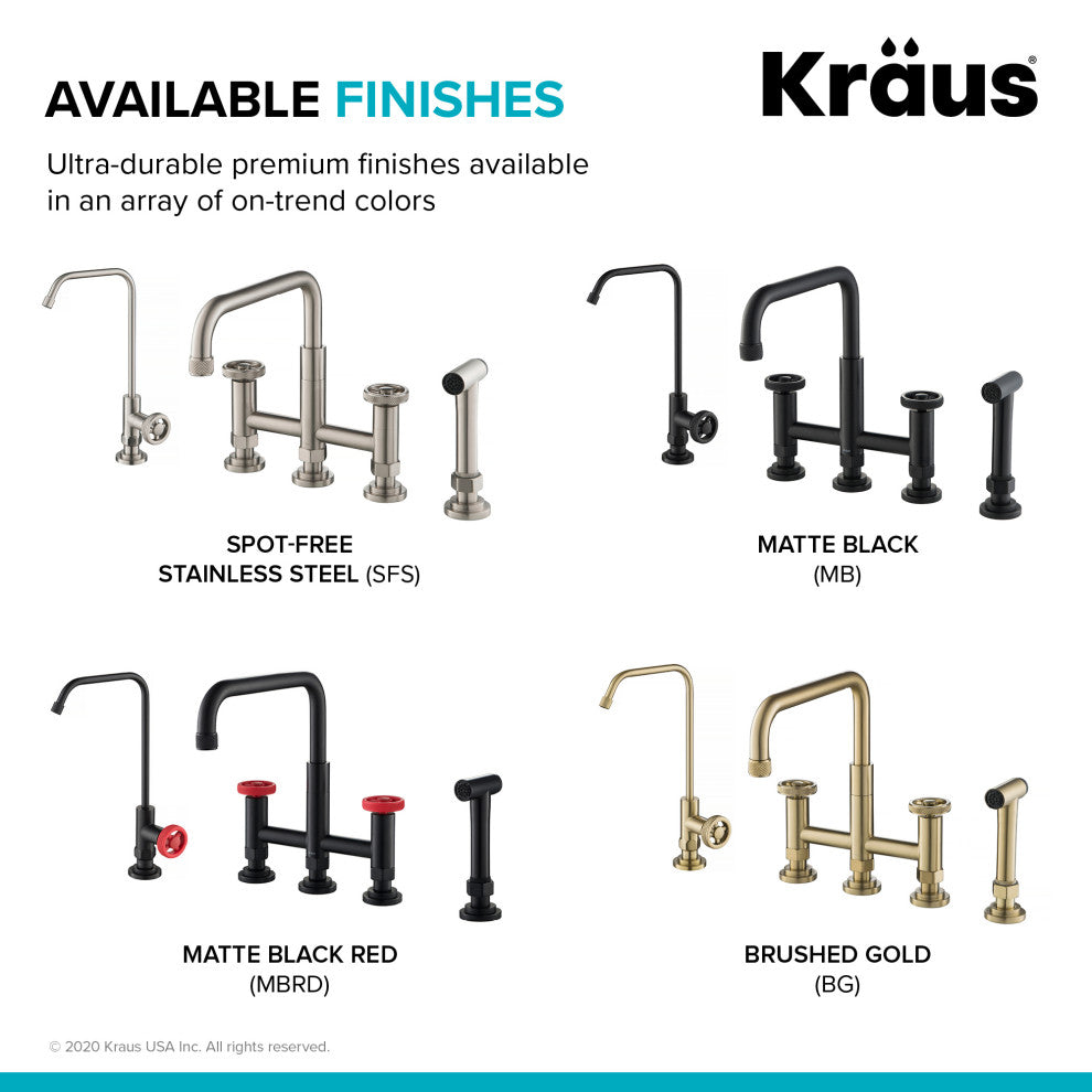 Urbix Bridge Kitchen Faucet, Matte Black, Water Dispenser Ff-101