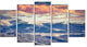 Winter Alpine Sunset over Hills, Large Landscape Canvas Print, 60"x32", 5 Panels