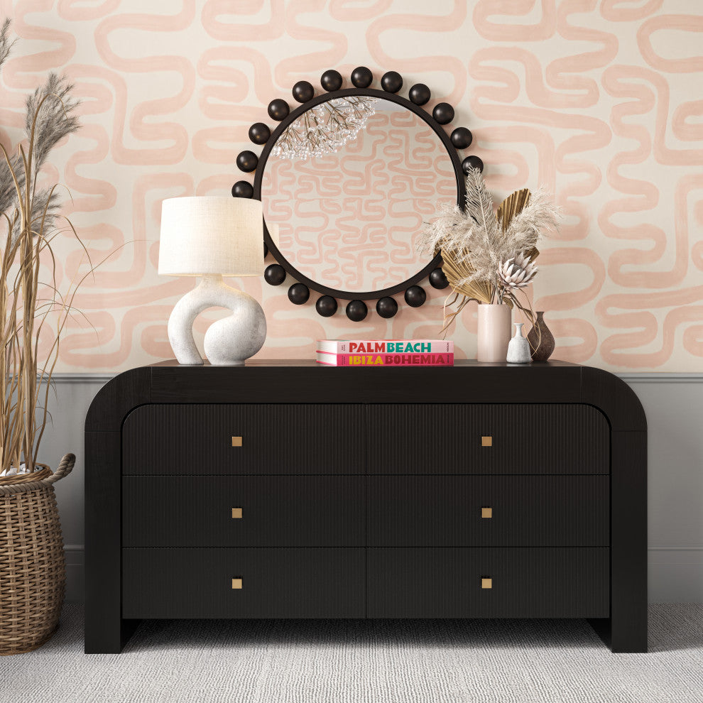 Hump 6 Drawer Dresser, Black