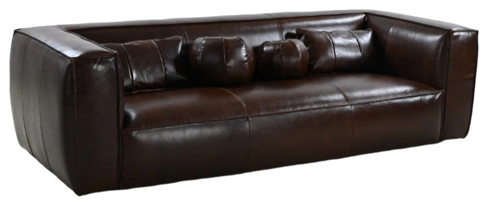 Genavive Top Grain Leather Sofa - Chocolate