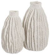Uttermost 18200 Ivory Ridge 14" Tall Polyresin Vase - Set of 2 - Ivory