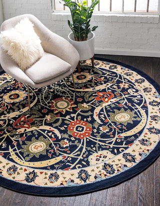 Country and Floral Kashan 10'x13' Rectangle Denim Area Rug