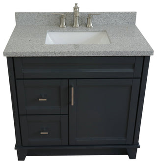 37" Single Sink Vanity, Dark Gray Finish With Gray Granite