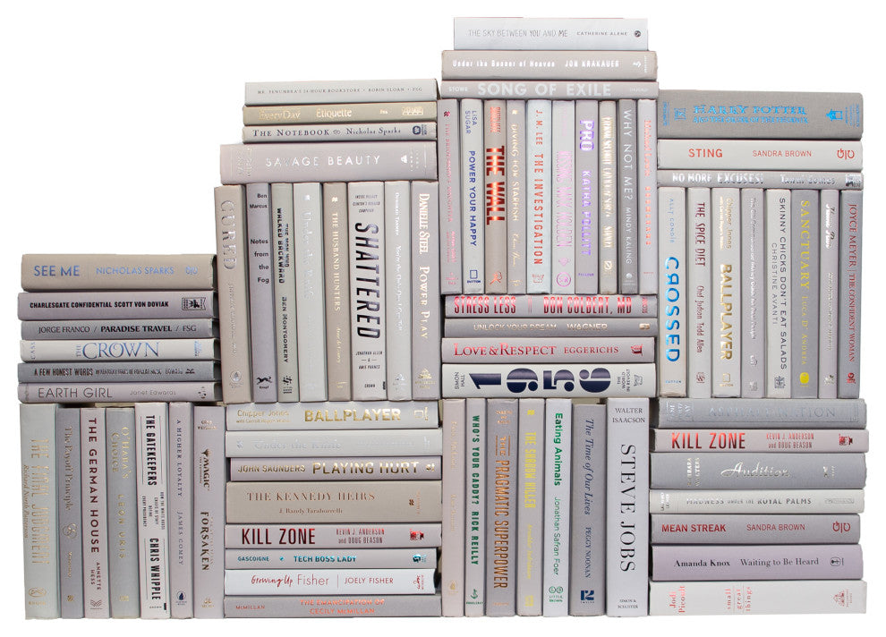 Modern Book Wall Set, Marble, Set of 75
