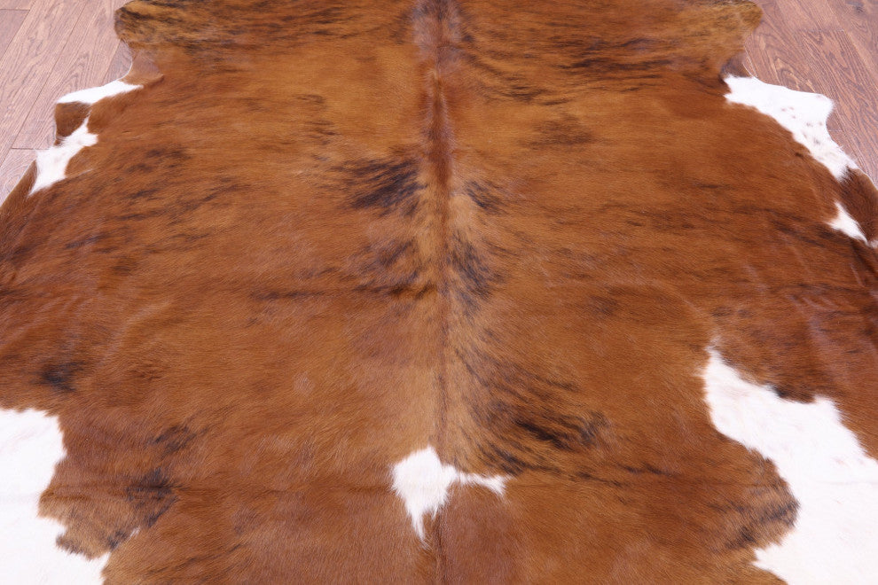 7' 5" X 6' 2" Brindle Natural Cowhide Rug C1561