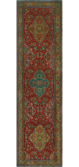 Fine Vintage Distressed Adrienne Red/Ivory Runner, 3'0 x 11'2