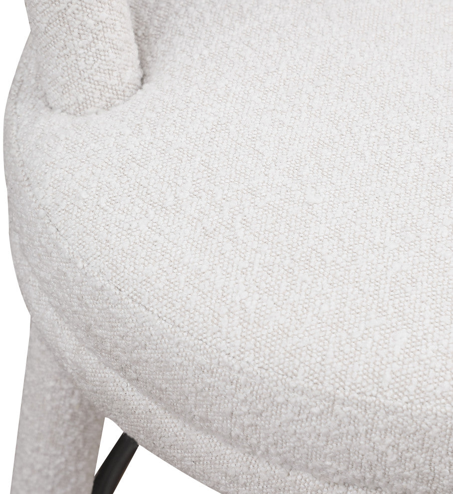 Parlor Black Boucle Fabric Stool, Set of 2, Cream