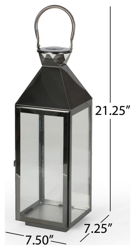 Roxanne Stainless Steel Lantern Set, Black