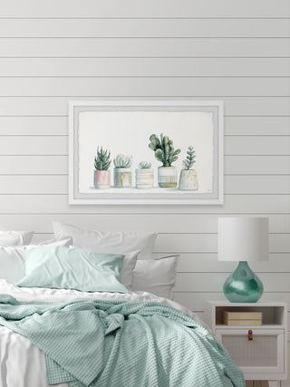 "Frosty Succulents" Framed Painting Print, 18x12