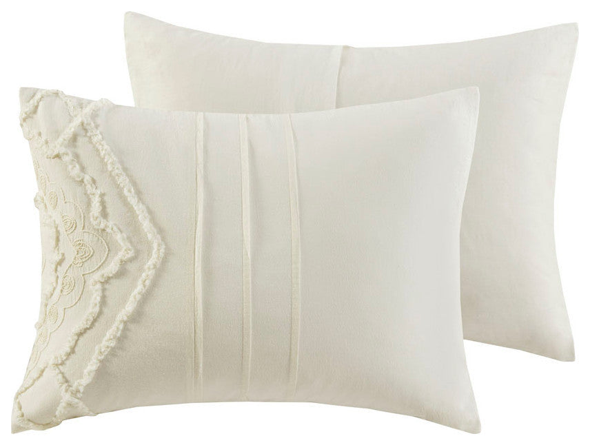 Madison Park Margot Geo Chenille 3-Piece Comforter/Duvet Cover Mini Set, Ivory