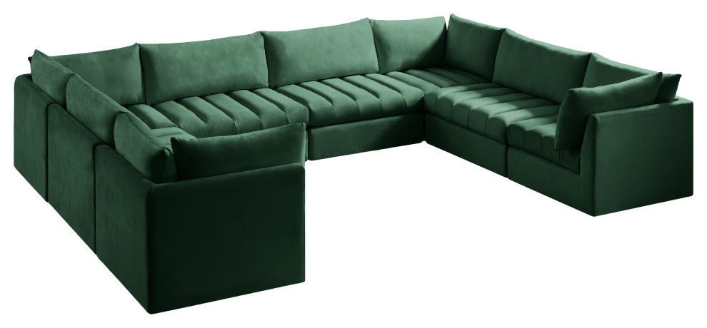 Jacob Velvet Upholstered 8-Piece U-Shaped Modular Sectional, Green