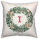 Christmas Wreath Monogram I 18x18 Spun Poly Pillow