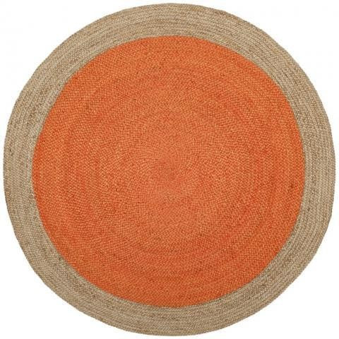 Safavieh Natural Fibers Jute NF801B 8' Round Orange Natural Rug