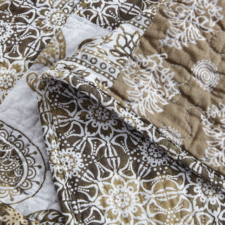 Bohemian Patchwork Moroccan Paisley Chocolate Dreams Bedspread Set, King